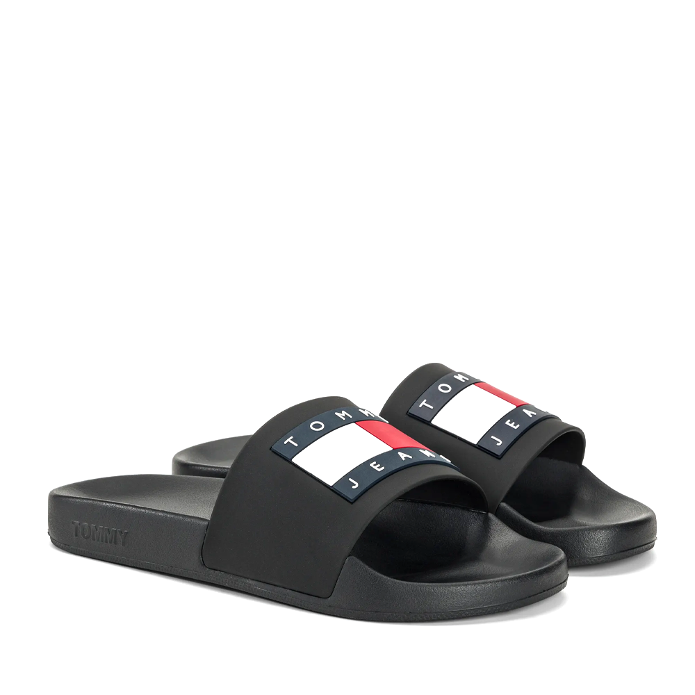Papuci de plajă bărbați Tommy Jeans negri cu logo 3419BSL1191N
