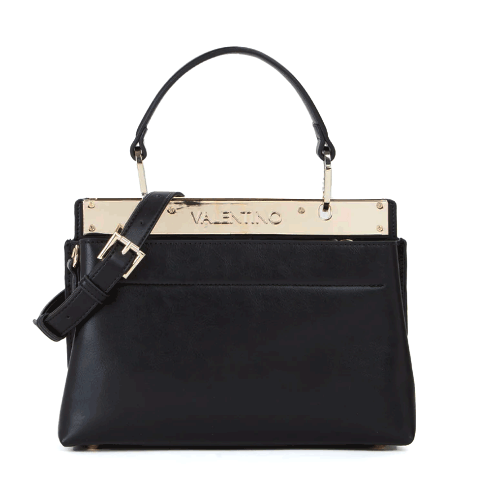 Poșetă tote bag in bag femei Valentino Victoria neagră cu logo metalic 1959POSS8P637N